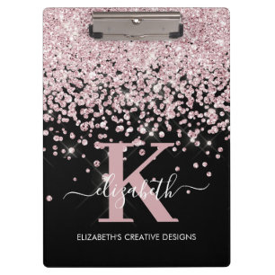 Pranchetas Rosa Preta Rosa Rosa Dourada, Brilhante com Glitte