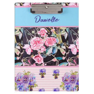 Pranchetas Rosa Rosa Choque Pink Watercolor Rosas Rosa Azul