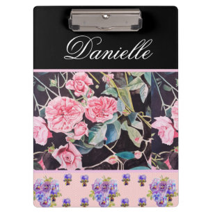 Pranchetas Rosa Rosa Roxa Aquarela Vintage Personalizável