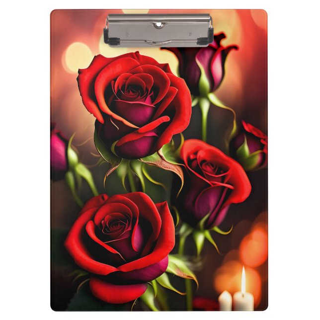 Pranchetas Rosa vermelha digital das flores da Trabalho de ar (Frente)