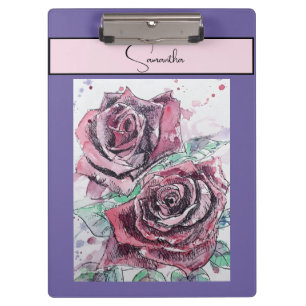 Pranchetas Rosa Vermelha Rosas Flor Água Tinta Floral Arte Ro