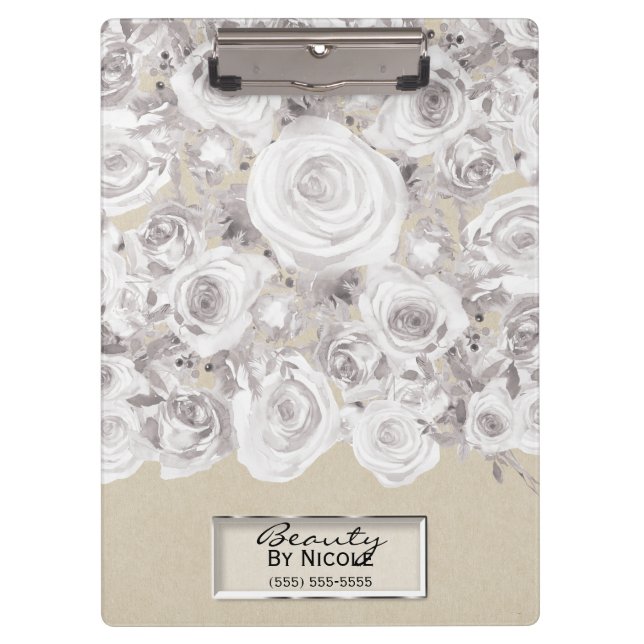 Pranchetas Rosas Brancas Rústicas de Inverno Shabby Chic Kraf (Frente)