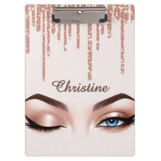 Pranchetas Rose Gold Glitter Drip With Feminine Eye Makeup