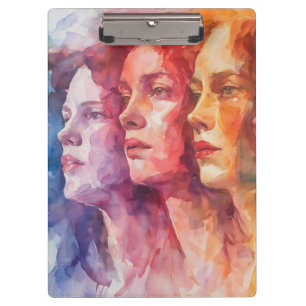 Pranchetas Rostos femininos - Pintura por aquarela