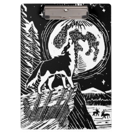 Pranchetas Rouco de Howling Preto e Branco no Linocut da Noit