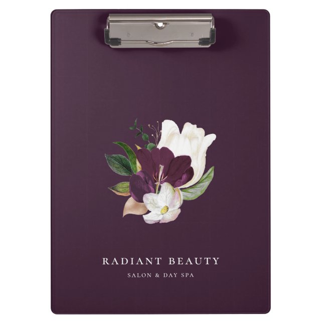 Pranchetas Roxo Buquê Floral Moderno de Ivory Plum (Frente)