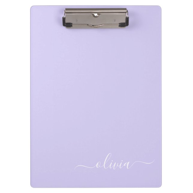 Pranchetas Roxo Lavanda Moderno Nome Monograma Feminino em Le (Frente)