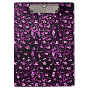 Pranchetas Roxo Ombre & Preto Glam Glitter Pontos de Leopardo