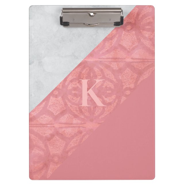 Pranchetas Ruddy Pink Batik E Cinza Watercolor Letra (Frente)