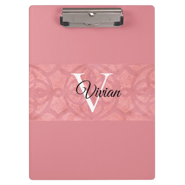 Pranchetas Ruddy Pink Batik Name Monogrammed (Frente)