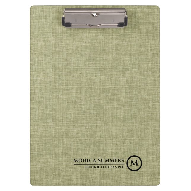 Pranchetas Sage Verde Minimalista Linho Personalizável Texto (Frente)