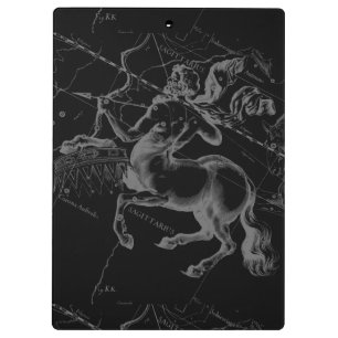 Pranchetas Sagittarius Constellation Hevelius Map on Black