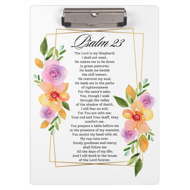 Pranchetas Salmo 23 Quadro Floral Geométrico (Frente)