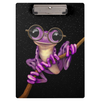 Pranchetas Sapo de árvore roxo bonito com vidros do olho com