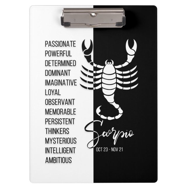Pranchetas Scorpio Zodiac - Sinal Preto e Branco (Frente)