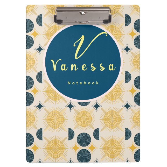 Pranchetas Script Boho Celestial Sun Moon Monograma (Frente)