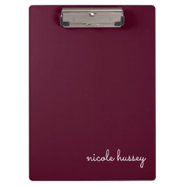 Pranchetas Script Burgundy | Na moda Monograma Moderno
