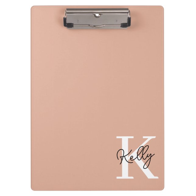 Pranchetas Script de Monograma Rosa Blush Moderno (Frente)