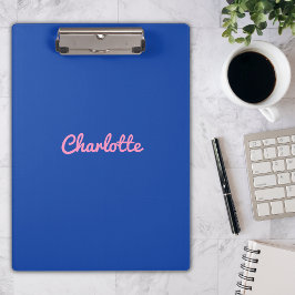 Pranchetas Script Girly de Nome Personalizado Cor-de-Rosa Azu