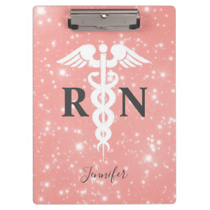 Pranchetas Script Pink de Enfermeira Registrado Personalizado