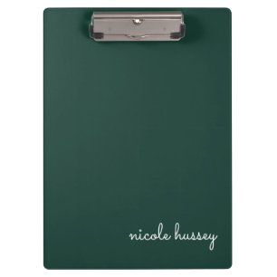 Pranchetas Script Verde Esmeralda Na moda Monograma Moderno