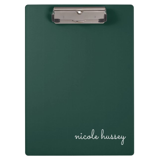 Pranchetas Script Verde Esmeralda | Na moda Monograma Moderno (Frente)