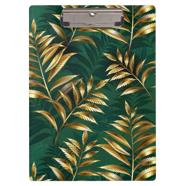 Pranchetas Seamless pattern with golden ferns (Frente)