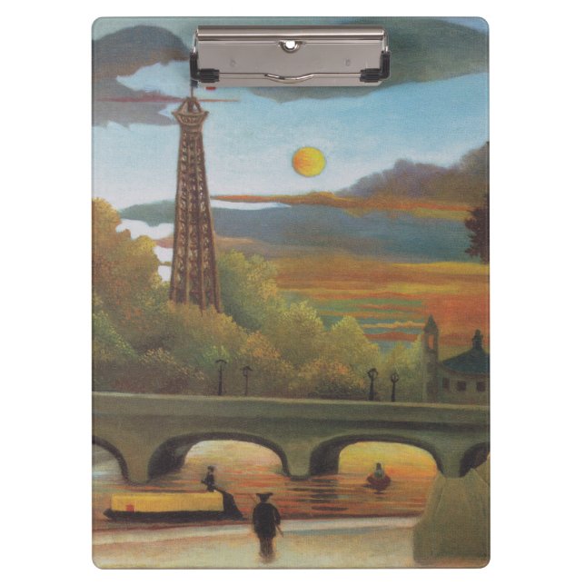 Pranchetas Seine e Eiffel Tower no Sunset por Henri Rousseau (Frente)