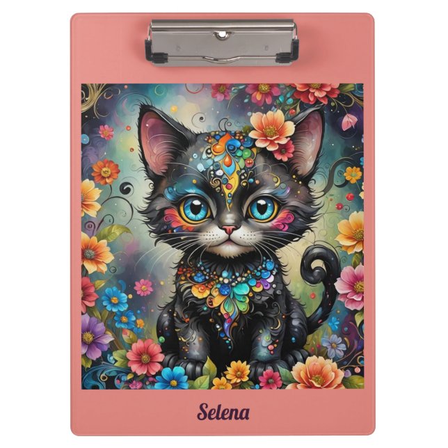 Pranchetas SELENA ~ Gato Preto Cinto ~ (Frente)