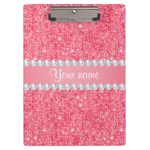 Pranchetas Sequins e diamantes cor-de-rosa do falso