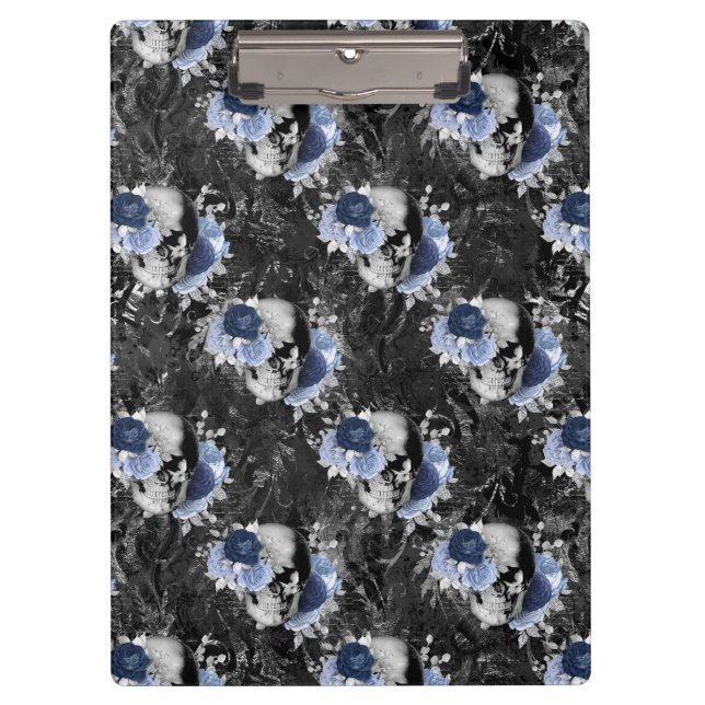 Pranchetas Série de crânios florais azuis Design 1 (Frente)