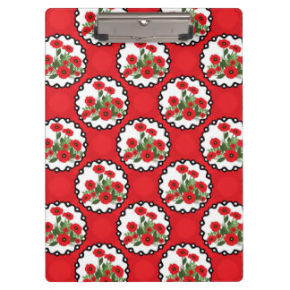 Pranchetas Shabby Chic Vermelho, Preto e Branco Papoulas Flor