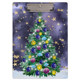Pranchetas Shiny Christmas tree with bright colored baubles