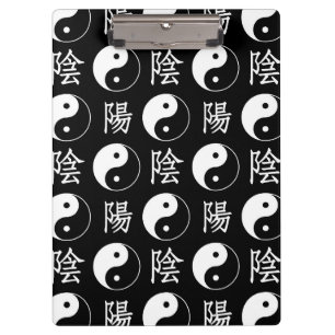 Pranchetas Símbolo Black Yinyang - Padrão de Texto Chinês