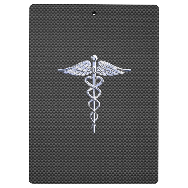 Pranchetas Símbolo Médico Silver Caduceus Estilo de Fibra Car (Verso)
