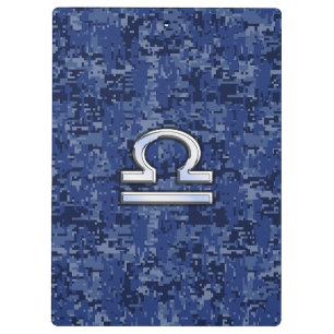 Pranchetas Símbolo moderno libra zodiac no camo digital azul