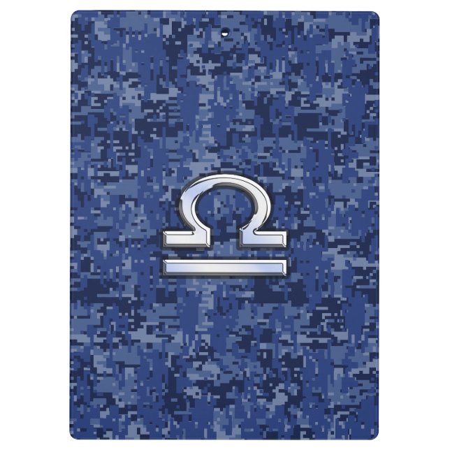 Pranchetas Símbolo moderno libra zodiac no camo digital azul (Verso)