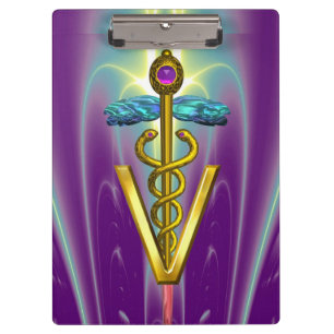 Pranchetas SÍMBOLO VETERINÁRIO CADUEUS ouro / Verde Roxo