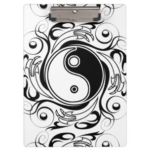 Pranchetas Símbolo Yin & Yang Estilo de Tatuagem Preto e Bran
