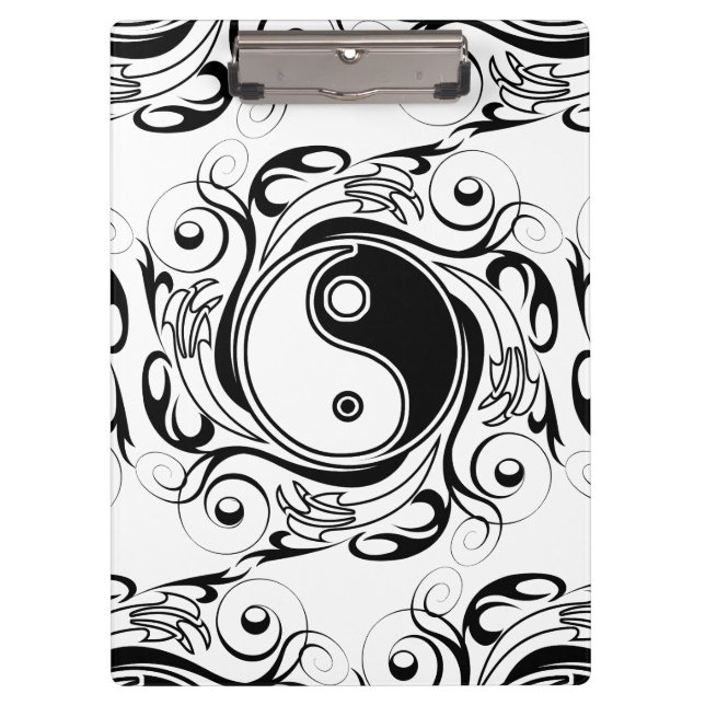 Pranchetas Símbolo Yin & Yang Preto e Branco Estilo Tatuagem (Frente)