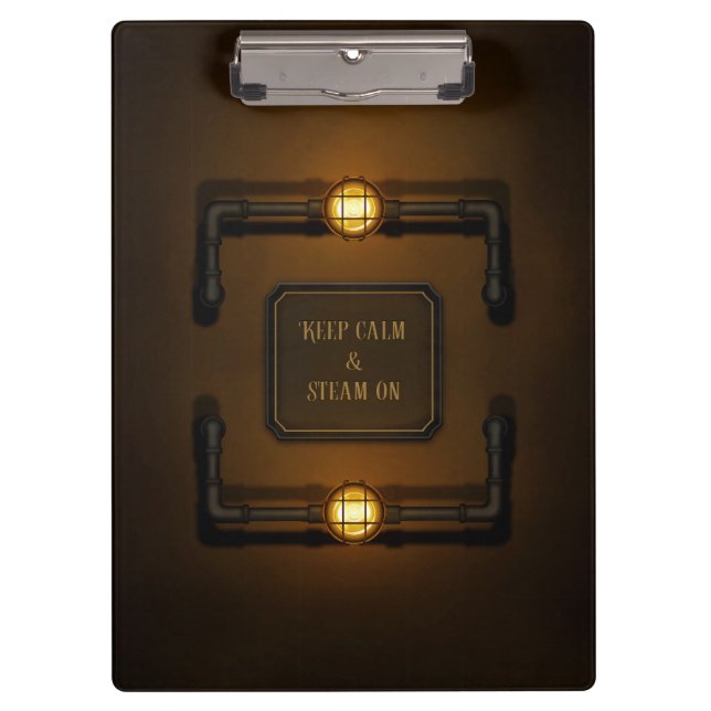 Pranchetas Sinal de Steampunk Industrial "Manter Calmo e Vapo (Frente)