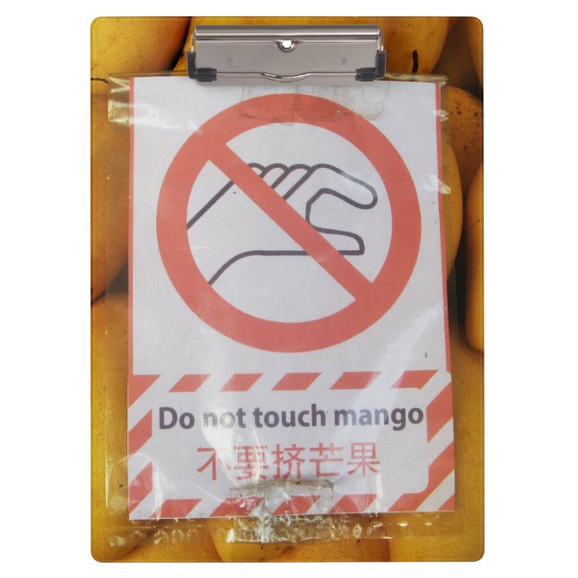 Pranchetas Sinal engraçado 'Não toque em manga' (Frente)