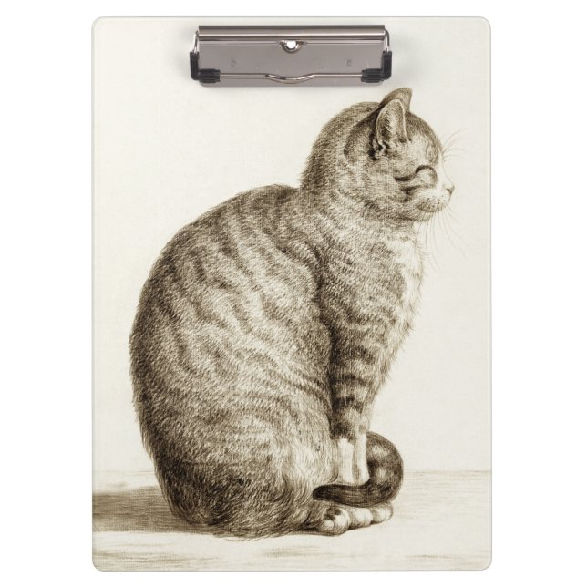 Pranchetas Sitting cat vintage sepia pencil drawing (Frente)