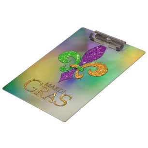 Pranchetas SlipperyJoe's festivo tema Mardi Gras roxo verde