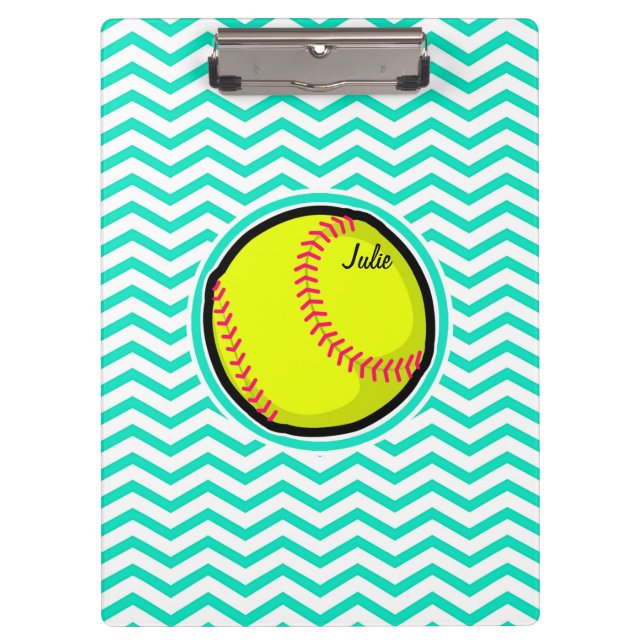 Pranchetas Softball; Aqua Green Chevron (Frente)