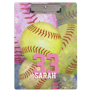 Pranchetas Softbol Feminino Rosa Amarelo Abstrato Feminino