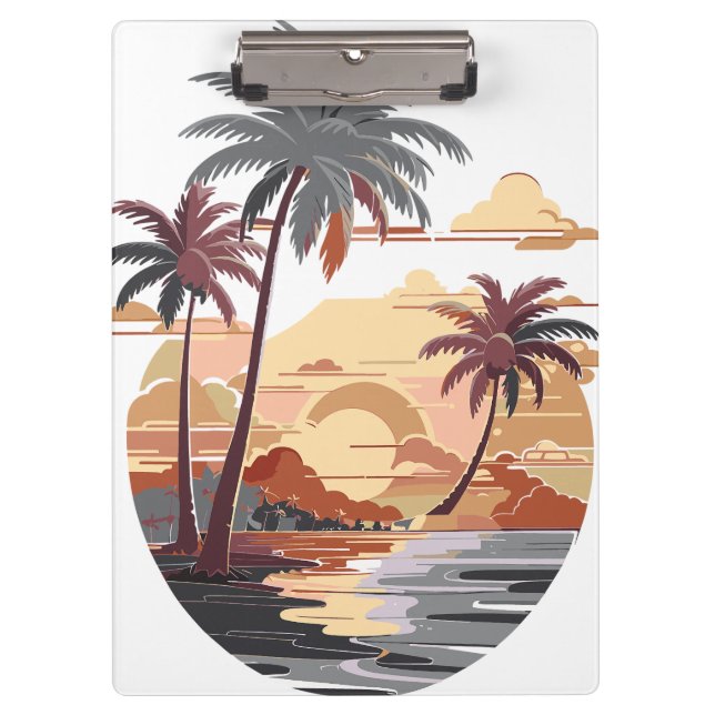 Pranchetas Sol havaiano com palmeira. (Frente)