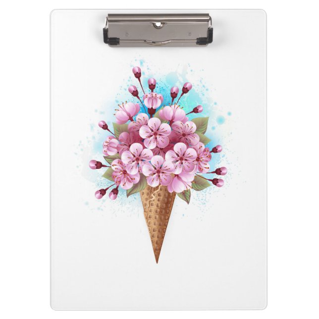 Pranchetas Sorvete Waffle Rosa Sakura Cone (Frente)