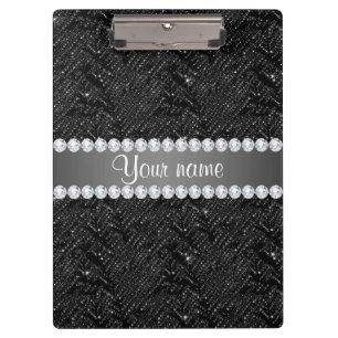 Pranchetas Sparkles e diamantes pretos dos Sequins do falso