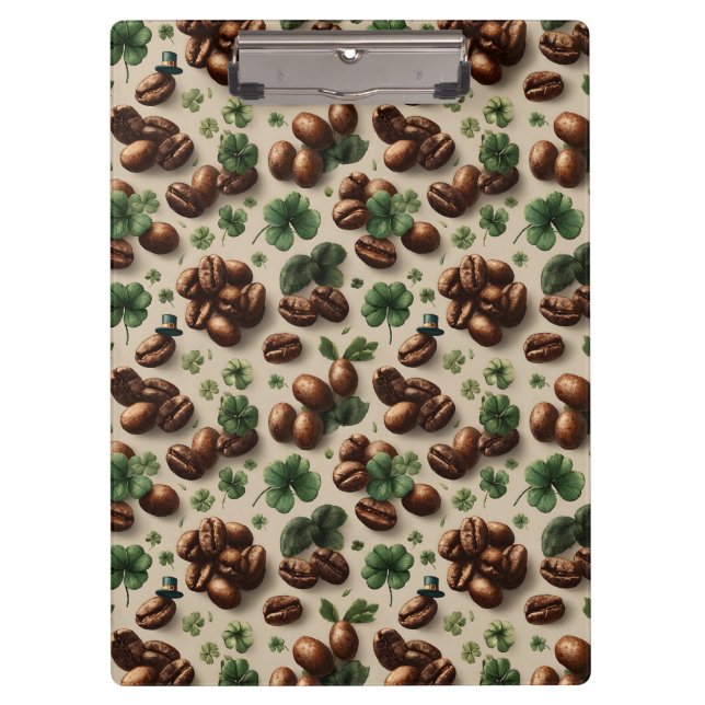 Pranchetas St. Patrick’s Day Coffee & Shamrock Pattern (Frente)